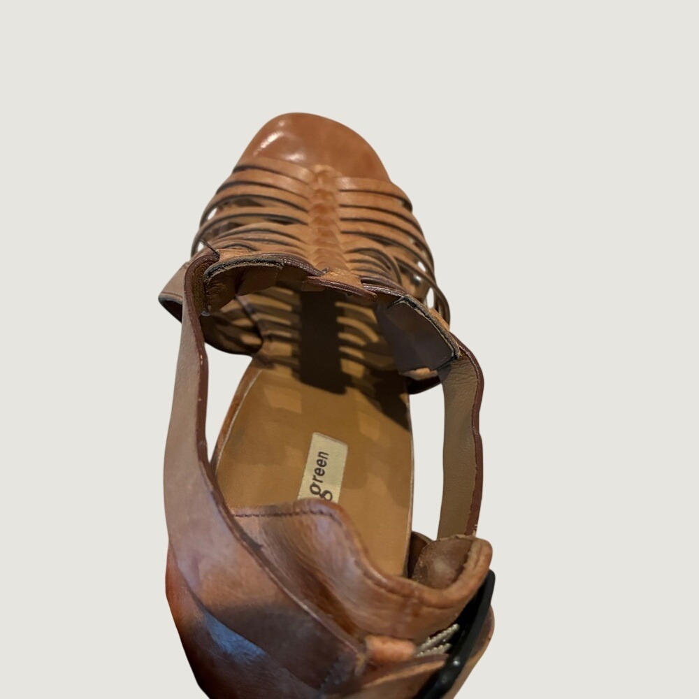 Paul Green Brown Leather Christy Heel Strappy Block Heel Design Sz 9.5 / UK 7 - Picture 4 of 13